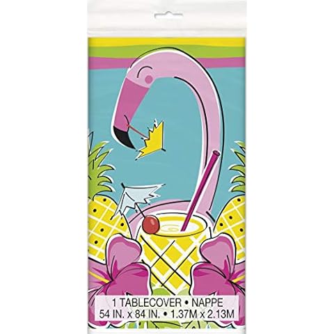 Unique Party - Mantel de Plástico - Diseño de Verano de Piña y Flamenco Cover