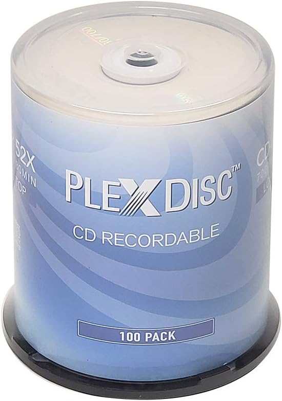 PlexDisc CD-R 700MB 80 Minute 52x Recordable Disc - 100 Pack Spindle (FFP) 631-805-BX