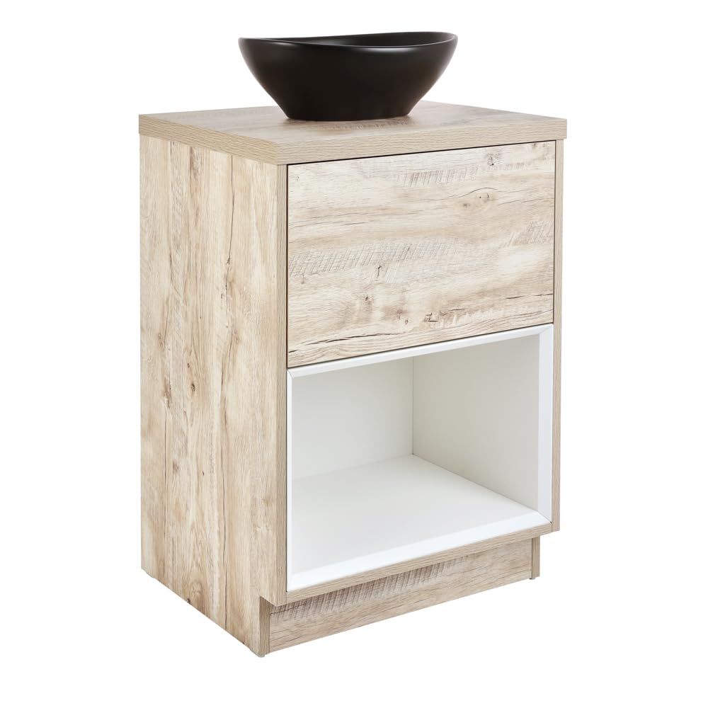 Milano Light Oak Unit / Graphite Basin Bexley Light Oak 600Mm Bathroom Vanity Unit Oval Graphite Countertop Basin