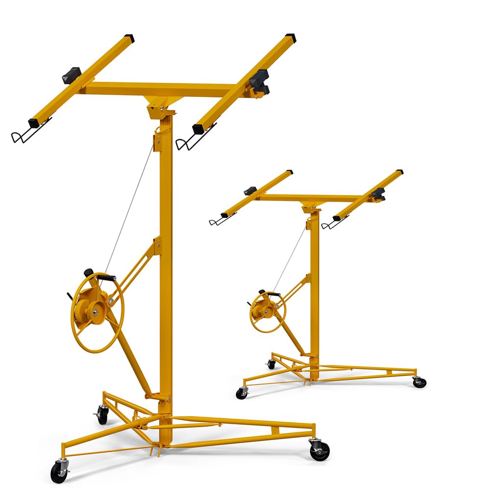 Drywall Lift 16 Ft,Drywall Rolling Lifter Panel,150LBS Heavy Duty Sheetrock Lift,Drywall Lift Panel Hoist Jack with 360° Adjustable Telescopic Arm & 3 Lockable Wheels