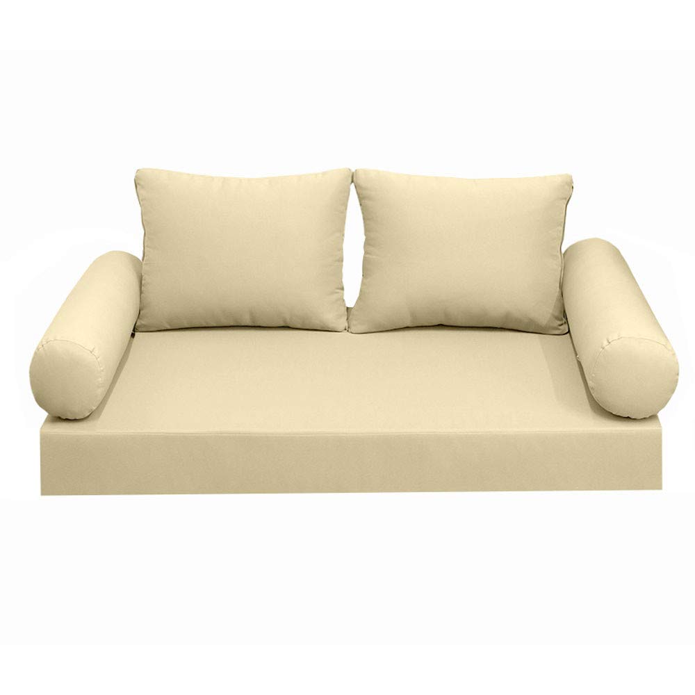 Prolinemax Style 1 - Mattress & Pillow Bolster Cushion for Outdoor Indoor Daybed Porch Swing Bed Knife Edge Twin Size AD103 | Covers ONLY |