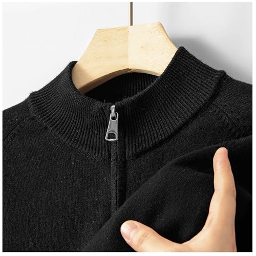 Men's Quarter Zip Pullover Tops Mock Neck Long Sleeve Sweaters 2025 Fall Winter Casual Stretch Ribbed Knit Sweater3