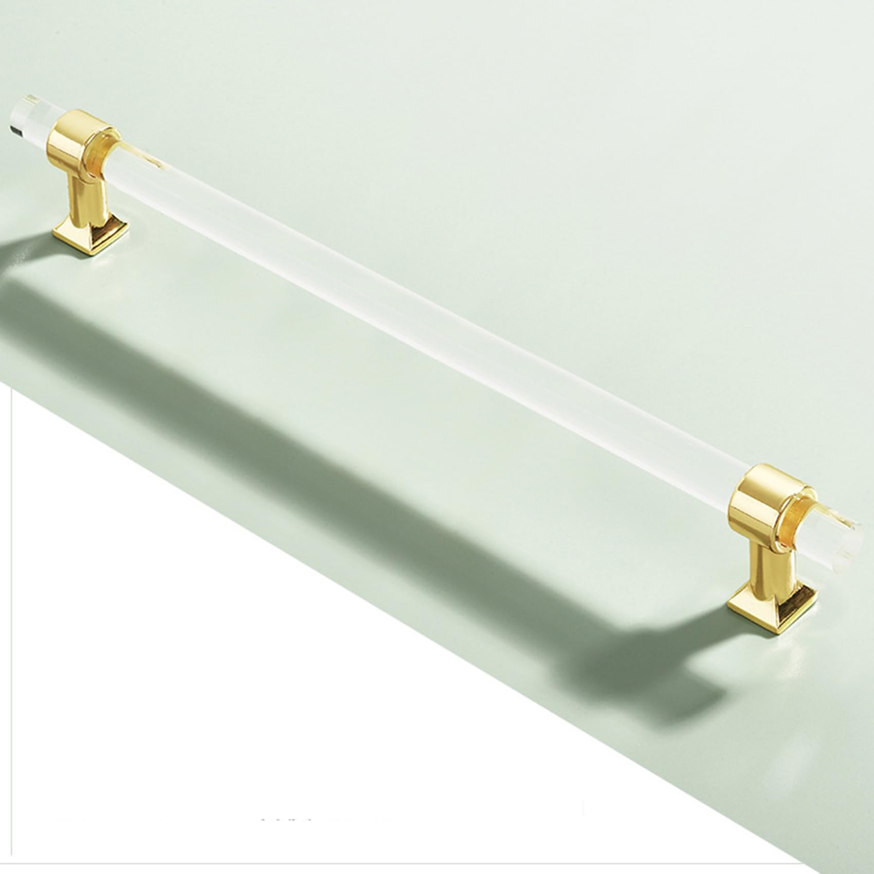 JMCXSM592 2 Packs Cabinet Pulls Transparent Acrylic Handle Cupboard Handles Crystal pulls Drawer Knobs Zinc Alloy,Kitchen Door Levers for Bathroom,Closet,Wardrobe,Dresser (Hole Pitch 320mm,Gold)