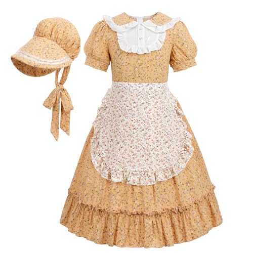 Vestido Colonial Verde para Niñas Nuoqi Prairie miniatura 1
