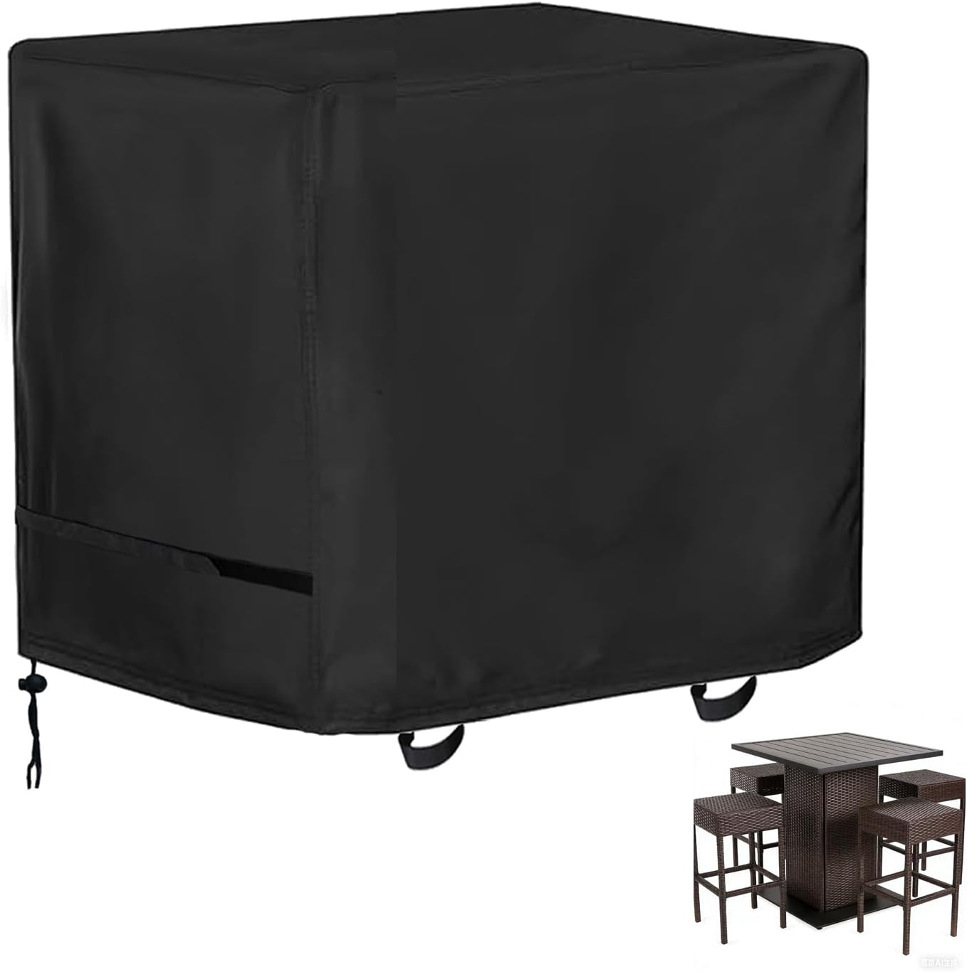 Bar Height Patio Furniture Dining Set Covers Waterproof Outdoor 60 Inch Square High Top Patio Bar Height Bistro Table & Chair Sets Winter Cover, 60"L x 60"W x 38"H