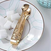 Gold Stainless Tongs Set of 4 Multi Use Sugar Ice Dessert Fruit Tongs Practical and Elegant for All Table and Kitchen