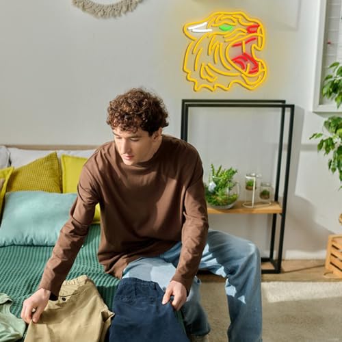 Image of Tiger Neon Sign Dimmable Cool Roaring Tiger Neon Light for Wall Decor USB Powered Wild Animal Led Light Signs for Game Room Man Cave Zoo Bedroom
