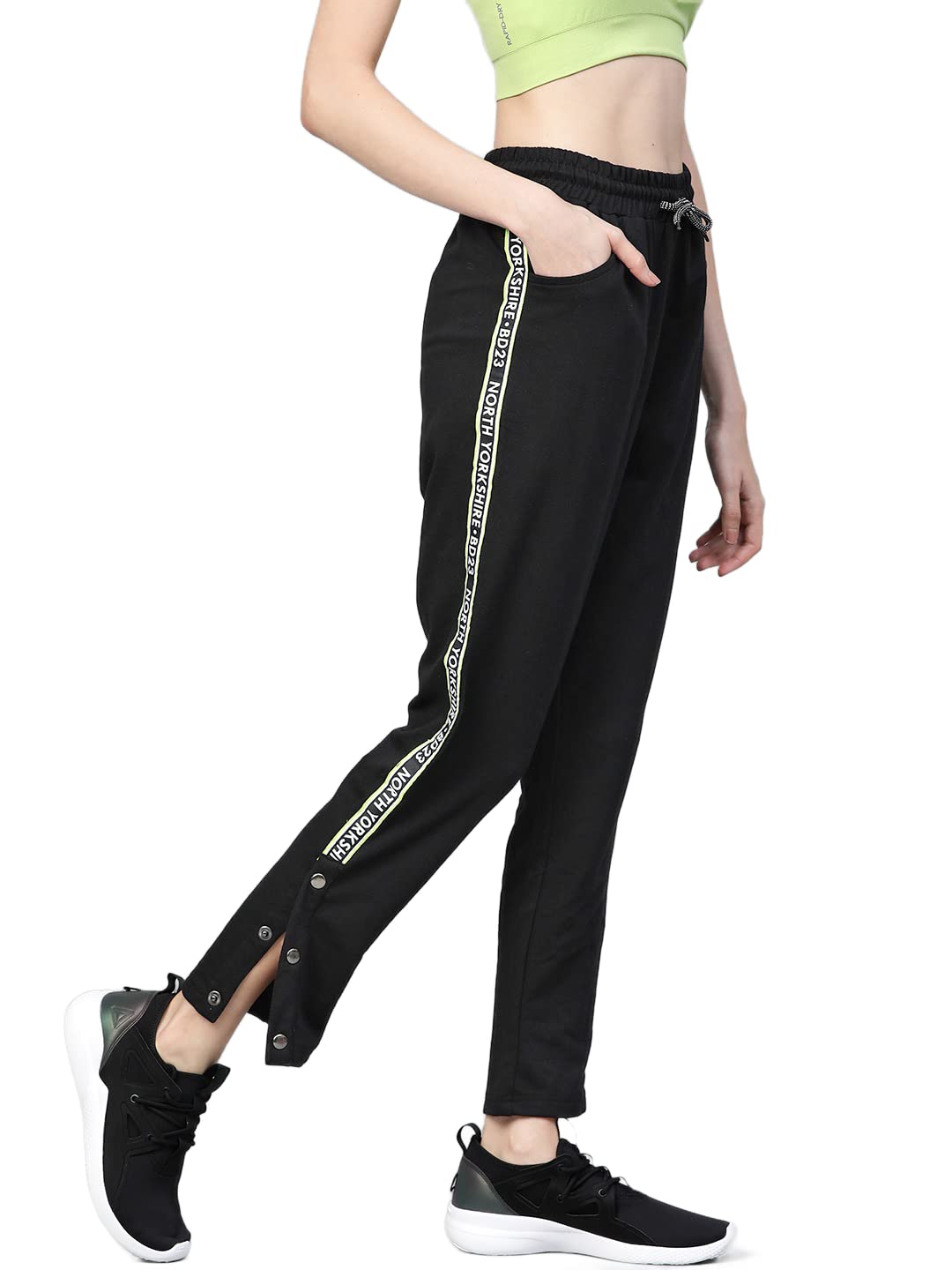 Women's Cotton Blend Regular Fit Side Button Track Pants-image-43