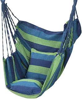 Zacha Hamaca colgante para exterior, silla colgante para exterior, columpio con cojín con 2 cojines, silla de columpio portátil