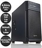 HXCOM High-End/Allrounder PC |Intel Core i7-10700 4,8 GHz 8-Kerne|16 GB RAM DDR-4|1TB SSD|4K|WLAN|CD/DVD Laufwerk|Aktuellste Hardware|Leise|Schnell|Windows 10 Pro 64 Bit
