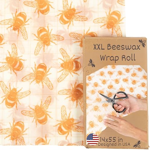 XXL Reusable Beeswax Wraps For Food - 14 x 55 in Roll | Cut to Si...