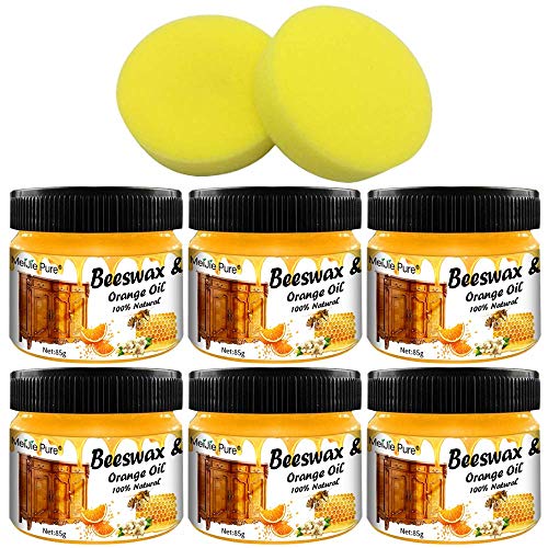 6 Pack Beeswax Wood Seasoning,Traditional Beeswax Polish Multipurpose Beeswax Furniture Polish for Wood Cleaner and Polish Furniture Care Wood Doors Tables Chairs Cabinets Floors