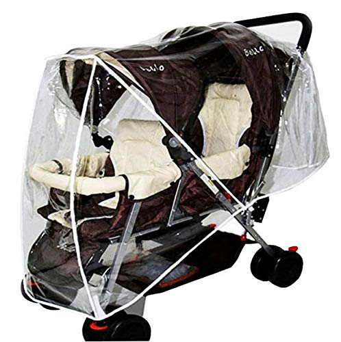 Marbeine Habillage Universel Pluie pour Poussette de Double Enfants Imperméable Housse Anti-pluie et Vent Transparent pour Protection Poussette (Style A)