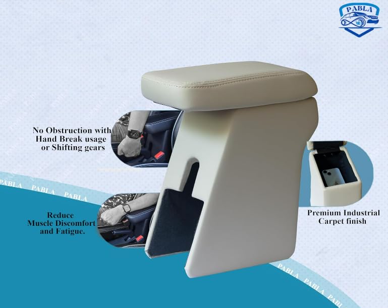Image of Pabla Enterprises 2.0 High-End Car Center Armrest with Storage Compatable with OLD Amaze 2019-24,Swift,Eon Old Dzire /Celerio /Ritz,SX4 /Ignish /TATA Vista /Manza /Zest /Bolt /,Mobilio,Brio,BRV Beige Color
