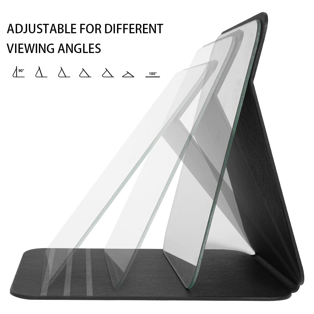 OSDUE Miroir de Maquillage, Portable Table Miroir Pliable Super HD Multi Angle Pliant en Cuir PU Facile à Transporter Miroirs de Voyage Ultra Fin et Durable Pliable, 26x18cm