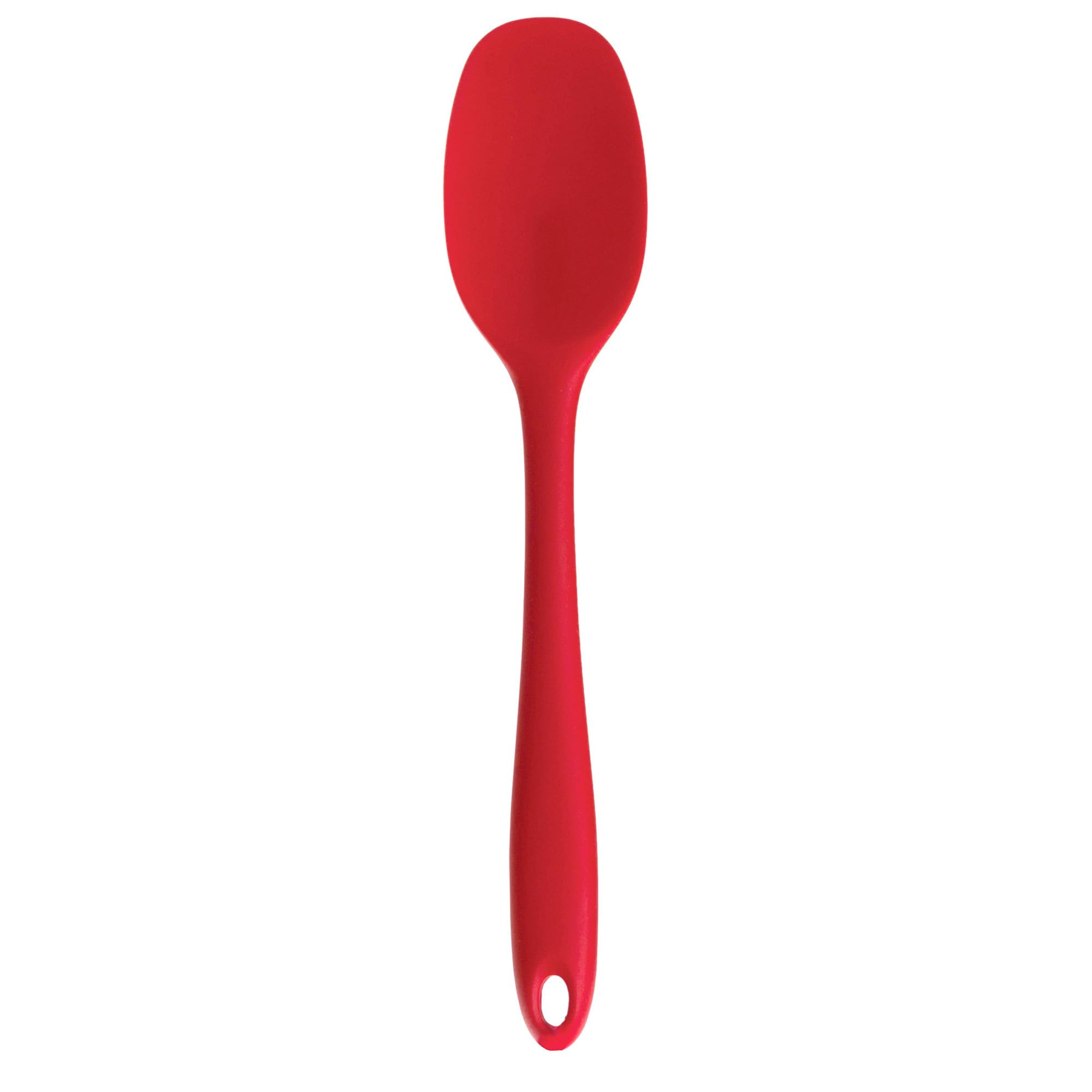 RSVP International Ela's Favorite Silicone Spatula Spoon, Red, 11" | BPA-Free Silicone | Mix Thick Batters, Scrape Sauces, Stir Pasta, & More | Dishwasher Safe & Heat Resistant