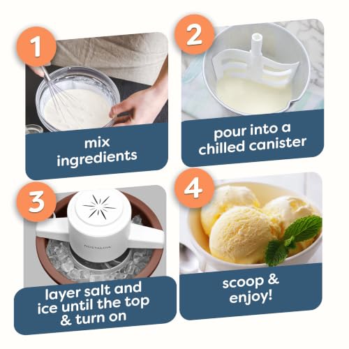 Image of Nostalgia Electric Ice Cream Maker - Parlor Style, Old Fashioned Soft Serve Ice Cream Machine Makes Frozen Yogurt or Gelato in Minutes - Fun Kitchen Appliance - White & Dark Bown - 6 Quart
