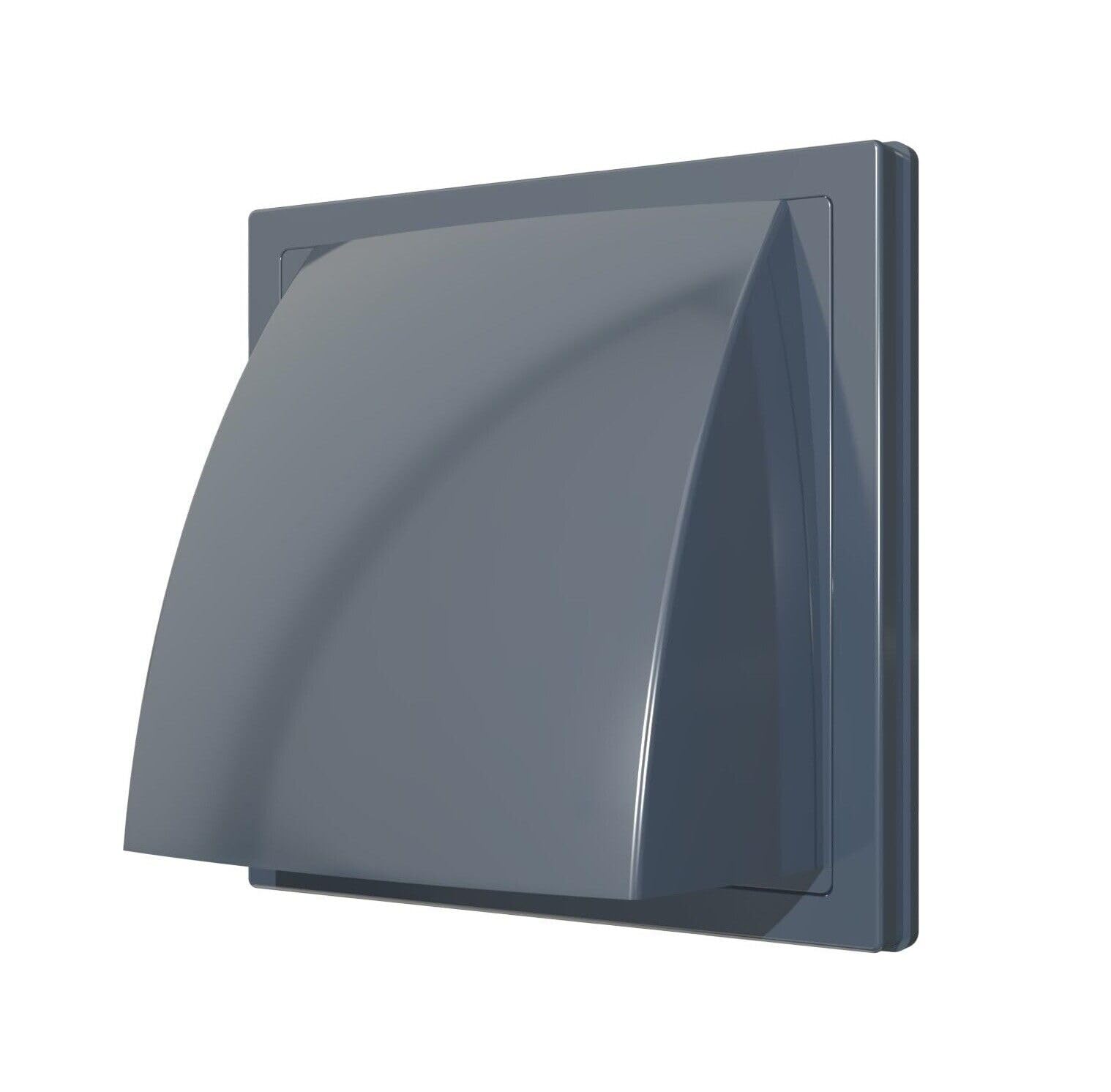 Prostko Ltd Grey Wall Outlet / 150Mm X 150Mm / With Check Valve And 100Mm Flange/Asa Plastic Duct Cowl
