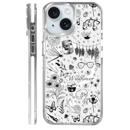 Coque protectrice caméra complète pour iPhone 15 avec MagSafe antichoc floral