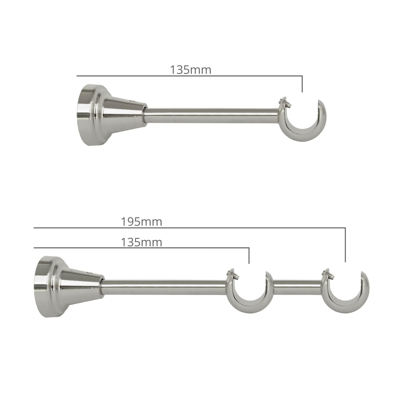 ROLLMAXXX Gardinenstange 480 cm Breit Ø19 mm Fedora 1-Läufig | Vorhangstange aus Metall in Edelstahl Optik, inkl. Wandhalterungen, Endstücke & Montagematerial, Gardinenstange Set