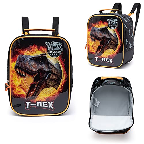 Kit Escolar Dino T-Rex Completo GUELPH Mochila de Carrinho+ Estojo+ Lancheira Marmiteira Resistente
