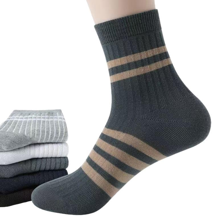 Men's Crew Socks for Teens & Youth, Moisture Wicking Breathable Athletic Socks, Long Tube Sports Socks for Spring