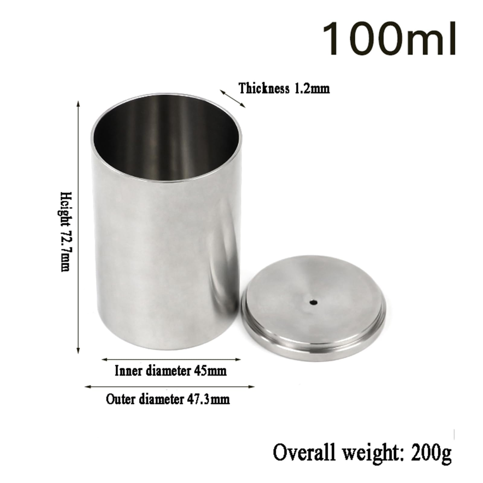 Gobelet de densité en acier inoxydable avec boîte de rangement pour mesurer précisément la gravité des liquides