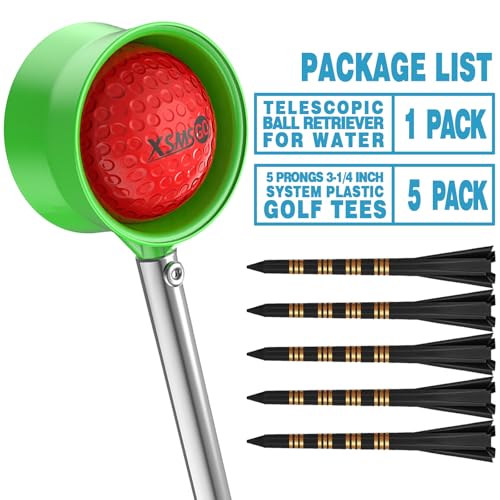 XSMSGO 9Ft/12Ft Telescopic Stainless Steel Golf Ball Retriever for Water, High Durability Double Sided Golf Ball Picker Upper, Men's and Women's Golf Accessories Gifts.