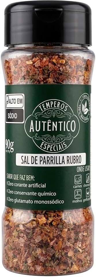 Sal de Parrilla Rubro para Churrasco Grelhados Carnes e Molhos 90g 100% Natural Tempero Sem Glutamato e Zero Conservantes
