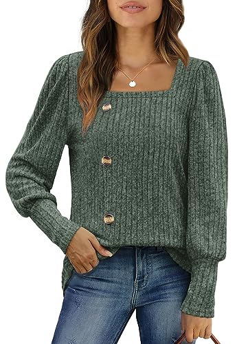 WIHOLL Womens Tops Dressy Casual Fall Sweaters Square Neck Fashion Clothes 20233