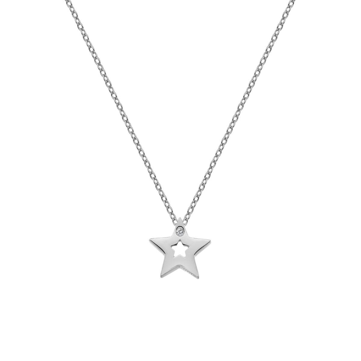 Hot DiamondsDiamond Silver Amulet Star Pendant | 925 Sterling Silver Necklace | Everyday Diamond Pendant Necklace for Her | Luxury Gift Wrap Included