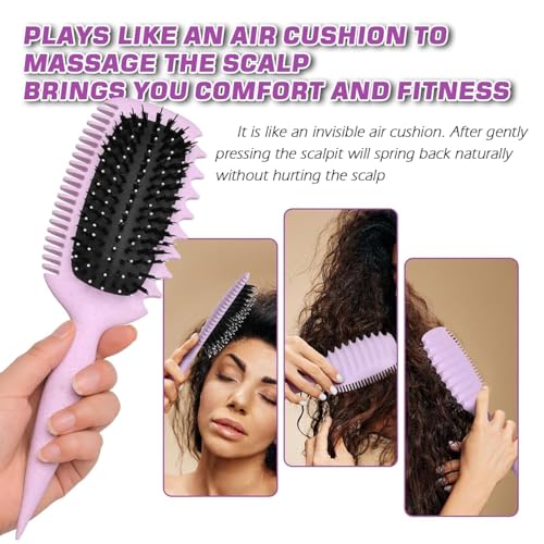 Image of KAIDAA Curly Hair Brush for Detangling, Shaping and Defining Curls, Waves & Coils on Light Wet or Dry Hair Types for Women and Men, Reduce Tangling, Curl Defining Brush, Lavender Purple