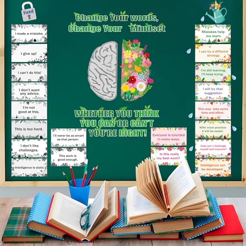 47 peças, pôsteres de mentalidade de crescimento, mentalidade de crescimento, quadro de avisos, deco