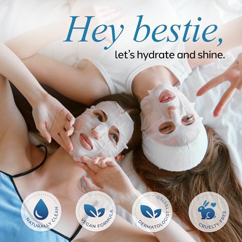 Image of Skin 2.0 Vitamin C & Hyaluronic Acid Face Mask with Collagen - Dermatologist Tested, Korean Skin Care - Ultra Hydrating & Firming Sheet for Smoother-Looking Skin - Vegan, Clean Beauty - 10 Count