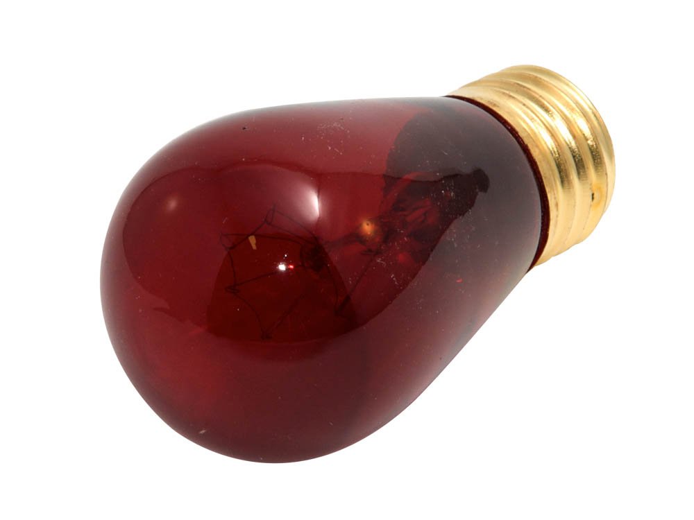 Bulbrite 11W S14 Red Sign Bulb - 130V Transparent Red Indicator Light With E26 Base