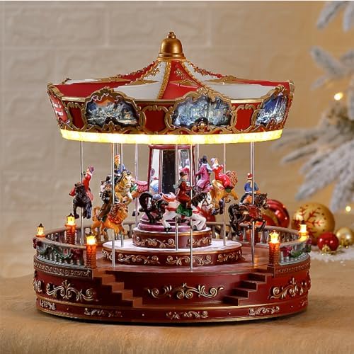 LBMED Spinning Christmas Musical Box, LED Handmade Christmas Carousel