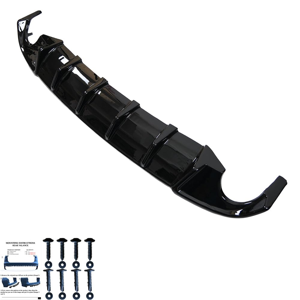 Oneway Jupe de pare-chocs arrière (Diffuseur) compatible avec Volkswagen Golf VI GTi/GTD 2008-2012 - Noir brillant