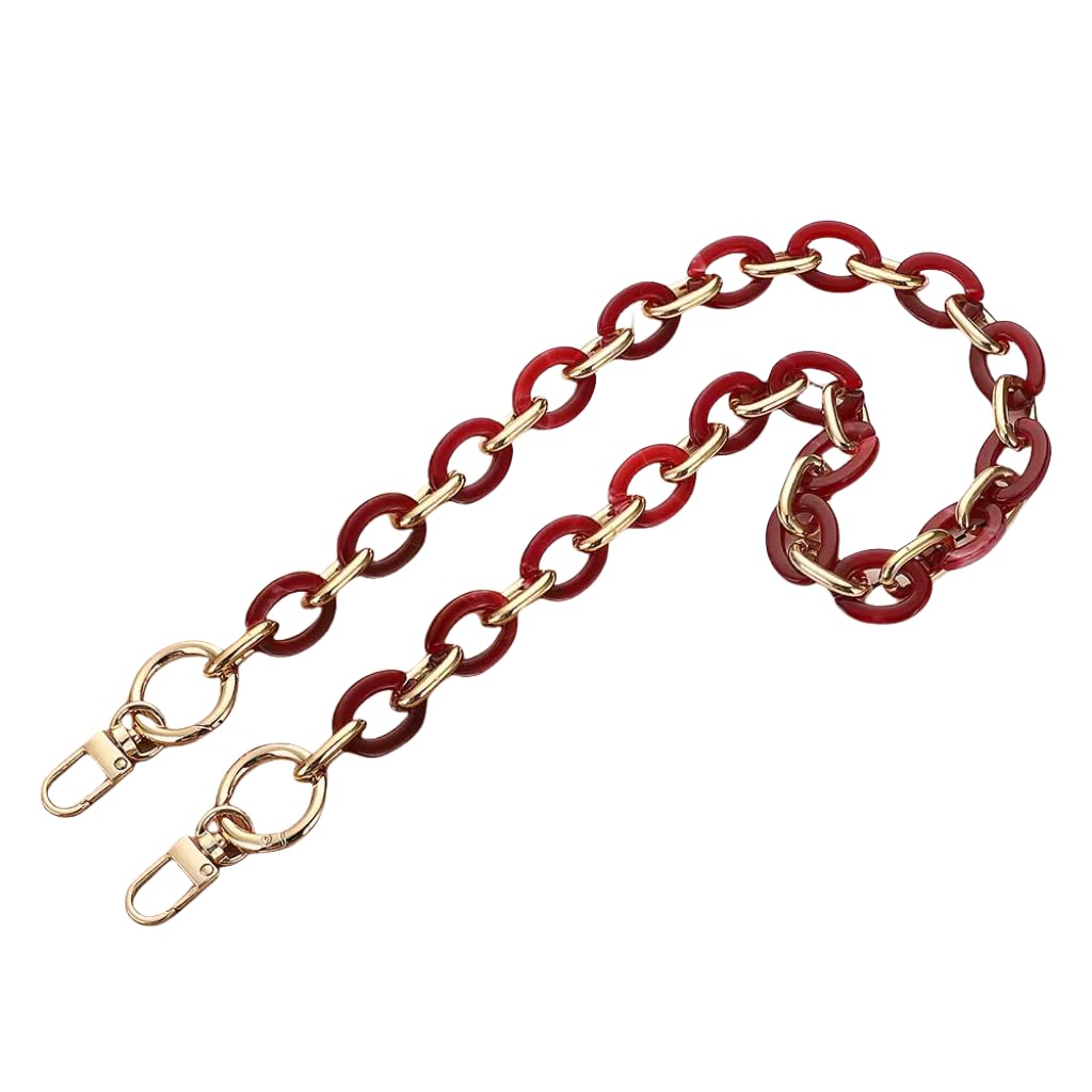 Cadena Para Bolso De 120 Cm – Mezcla De Metal Y Resina Acrílica, Con Mosquetones – Correa Intercambiable Para Carteras Y Bandoleras (color Rojo)