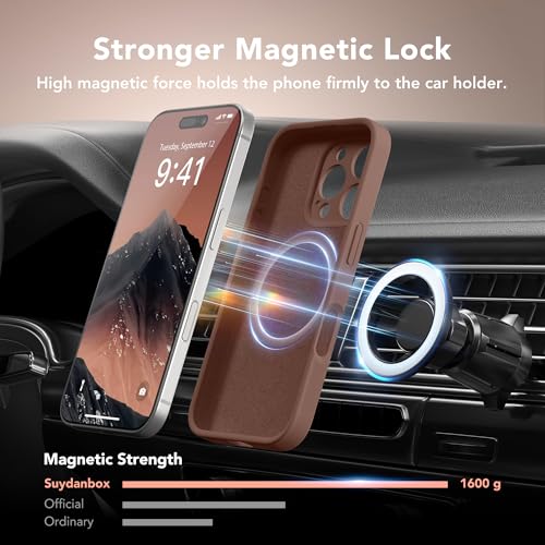 Image of Magnetic for iPhone 16 Pro Max Case, Compatible with MagSafe, [Full Camera Protection][Screen Protector] Silicone Shockproof Protective Phone Case for iPhone 16 Pro Max 6.9 inch, Brown