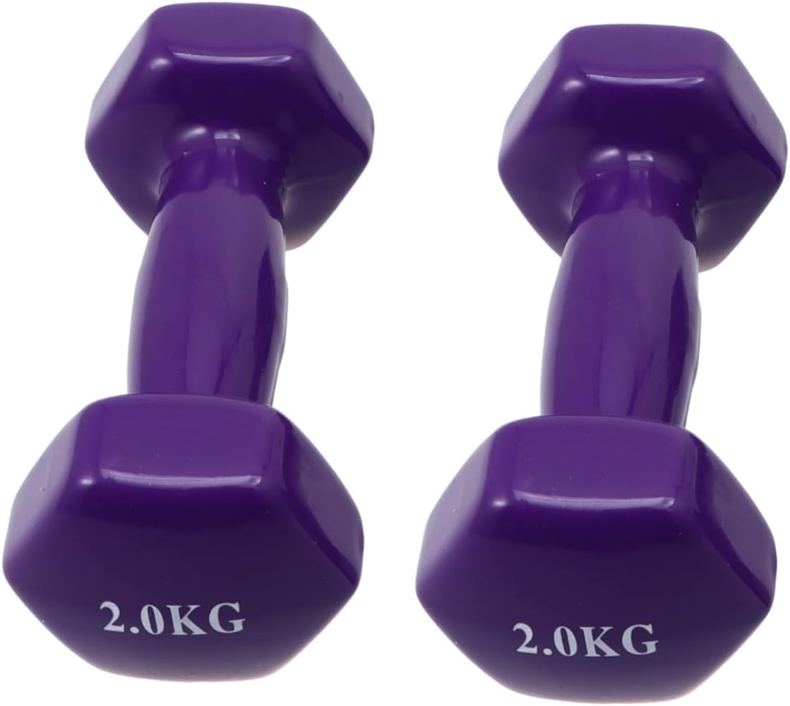 2PCS Purple Plastic Coated Cast Iron Dumbbells Non-slip Hand Weights for Men Women Fitness Strength Training Home Gym Exercise Equipment