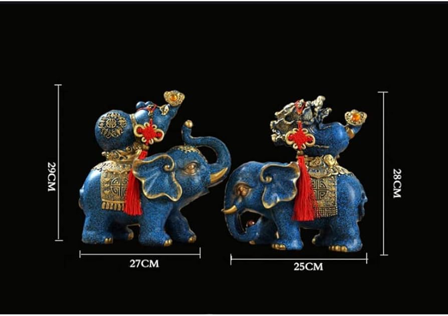 Amazon.co.jp: 象の像のペア装飾中国の動物の樹脂の置物、家庭や