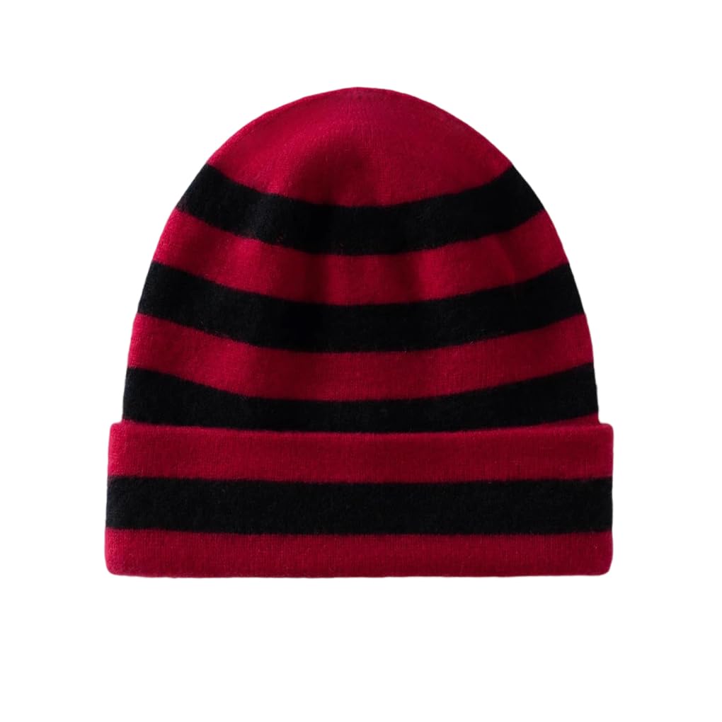 Bonnet rayé en maille chaud et doux protection contre le froid