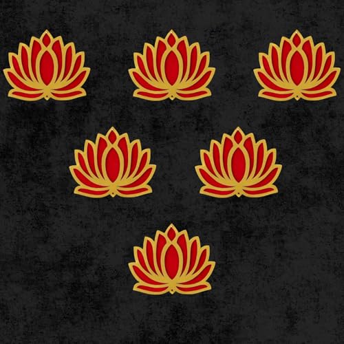 Image of ARLICORPING Wooden Lotus Wall Hanging for Festive Decoration - Diwali, Ganpati, Pooja Room, Mandir, Living Room, Door, Hall, Entrance, Spiritual Decor (Lotus - Red, Pack of 6)