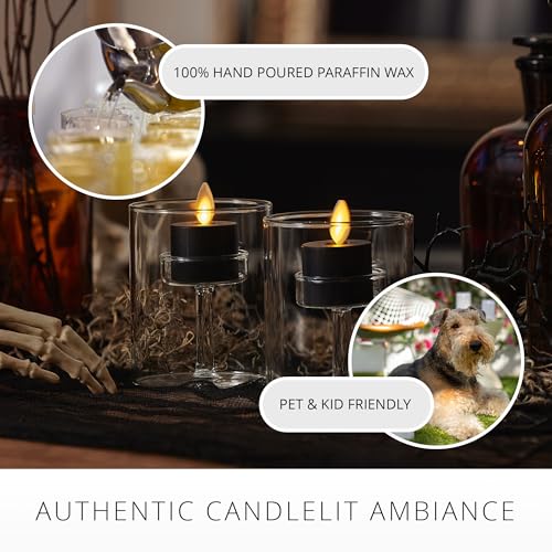 Image of Luminara Set of 2 Moving Flame Flameless Tealight (1.4 inch x 2 inch) Battery Operated Plastic LED Tea Light - Smooth Matte Finish- Black