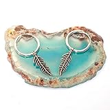  Pendientes aro con Pluma colgante Plata de Ley - Pendientes Unisex