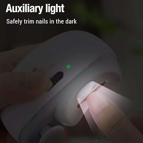 Miniatura 7 de Cortaúñas eléctrico para personas mayores, bebés y adultos, recortadora de uñas inteligente recargable por USB con luz LED y velocidad ajustable,