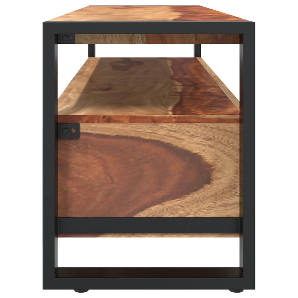 Mobile TV in legno massello di acacia, 120 x 35 x 45 cm, con 2 cassetti, telaio in acciaio verniciato a polvere, credenza bassa per soggiorno, camera da letto, home theater, scaffale