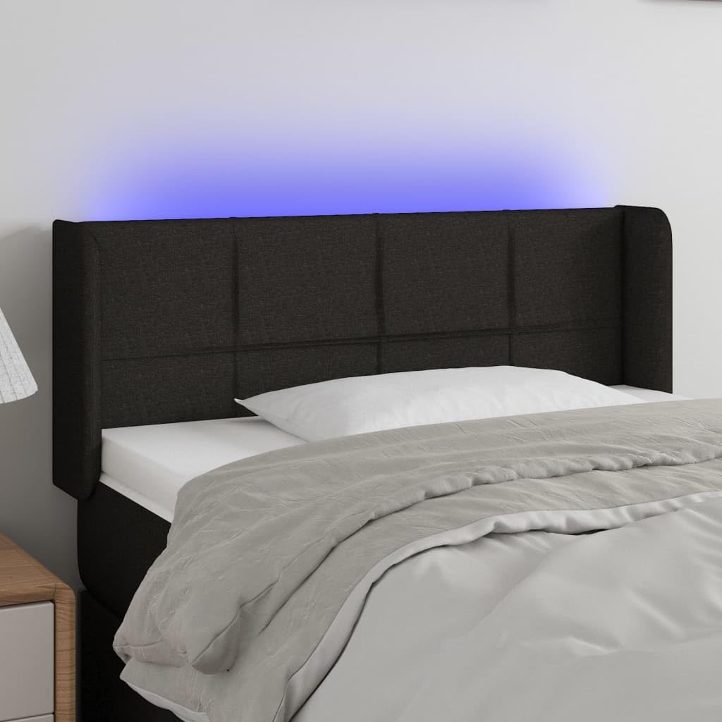 3123220 Testiera a LED Nera 93x16x78/88 cm in Tessuto Testata in Legno,Testata Letto Matrimoniale Muebles Dormitorio Spalliera Letto Testiere per Letto Matrimoniale