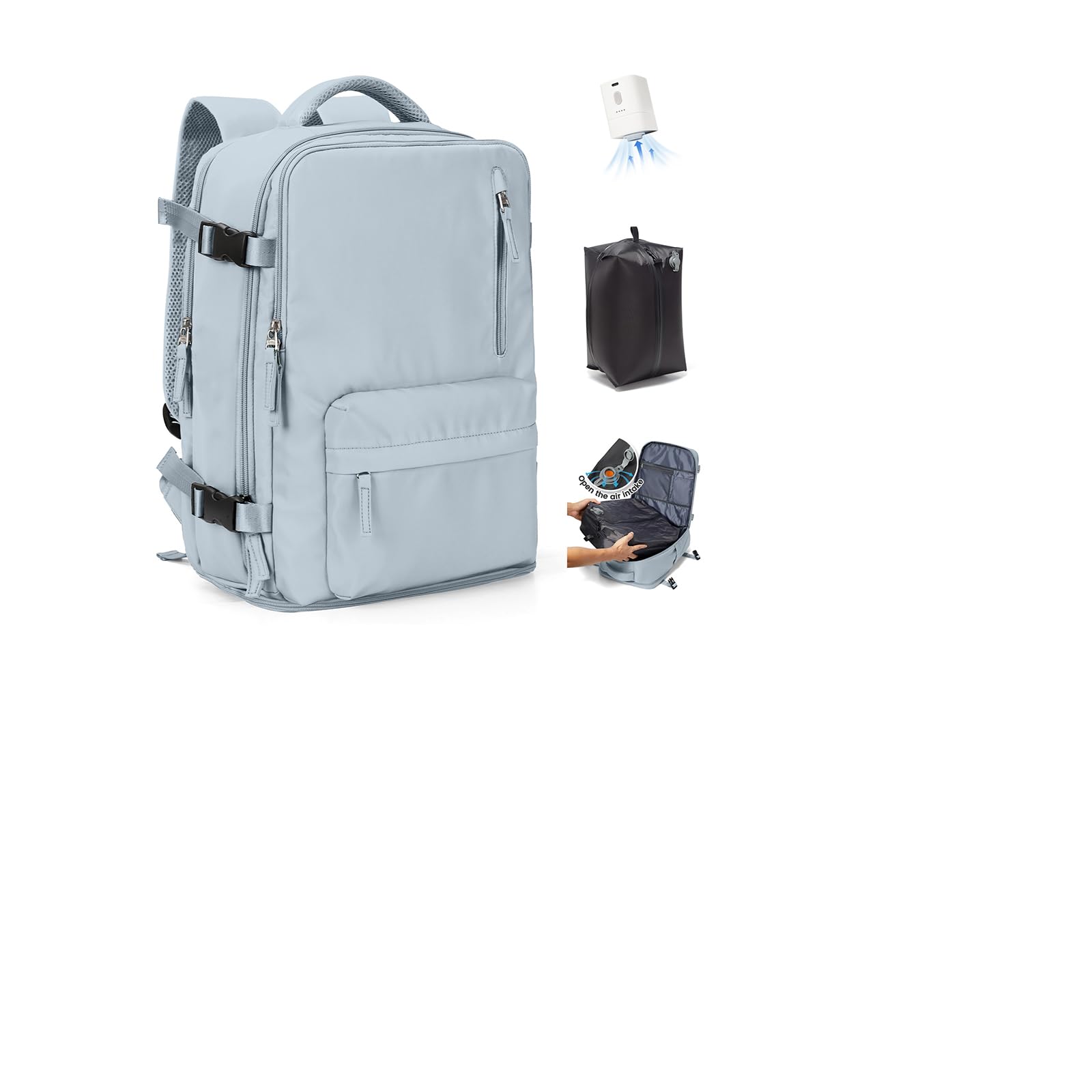 SZLX Zaino Ryanair 40x30x20 Sottovuoto con pompa Zaino Ryanair 40x20x25 Sottovuoto Bagaglio a Mano 40x30x20 Wizzair Zaino da Viaggio 45x36x20 Easyjet Donna Zaino Casual Laptop 14 Pollici Impermeabile