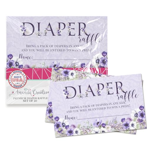 Watercolor Violet Floral Diaper Raffle Tickets for Baby Showers, 20 2